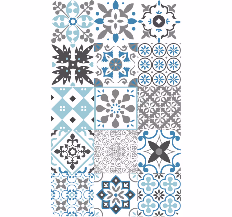 Tapete küche in blauem mosaik - TenStickers