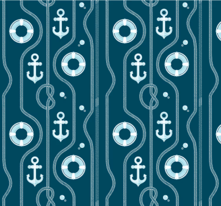 Tapete badezimmer mit blauen maritimen ankern - TenStickers