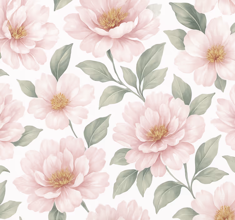Tapete wohnzimmer pastell pfingstrose floral - TenStickers