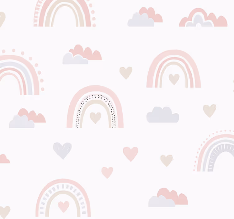 Tapete kinderzimmer im pinken regenbogen design - TenStickers