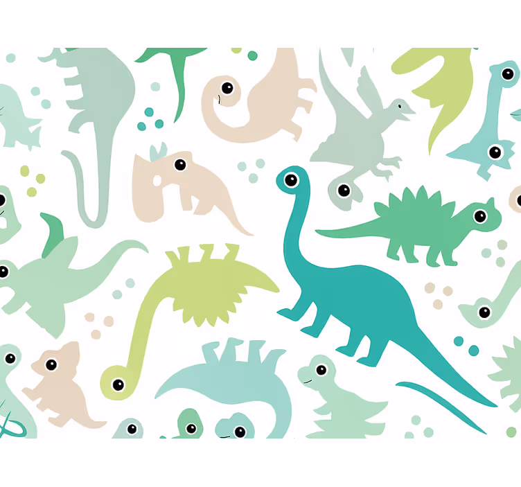 Tapete kinderzimmer bunte einfache dinosaurier - TenStickers