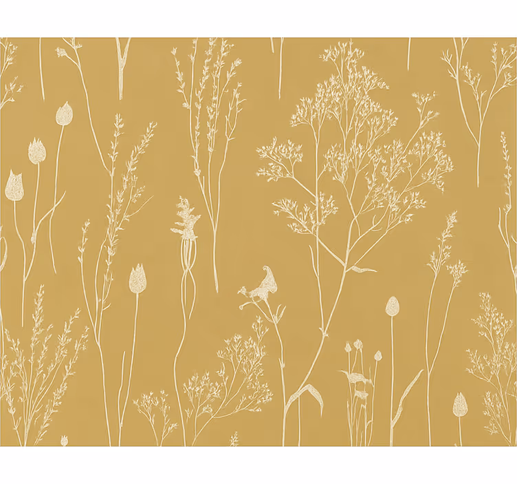 Tapete wohnzimmer ocker nordisch floral - TenStickers