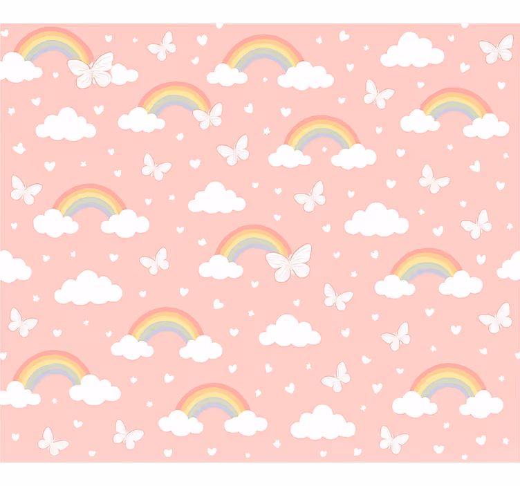 Tapete kinderzimmer im pinken regenbogen design - TenStickers
