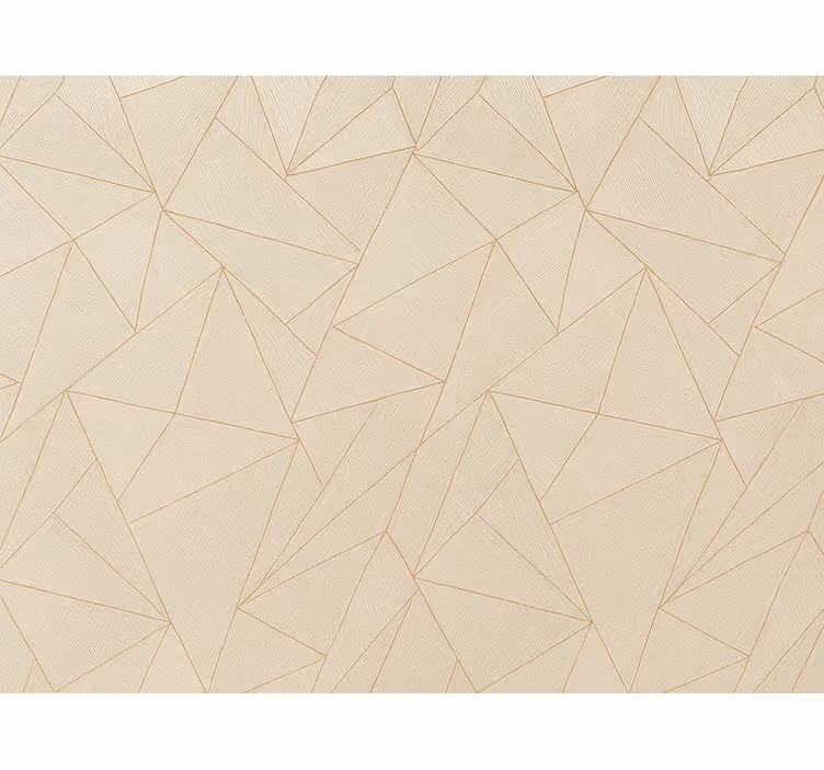 Tapete wohnzimmer holz-dreiecke mit goldlinien - TenStickers