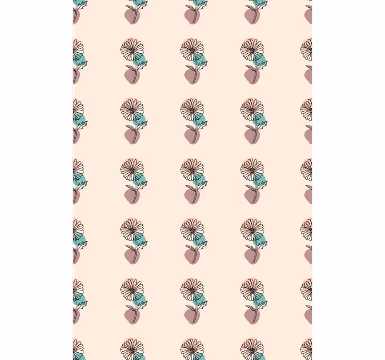 Blumentapete mit design von gänseblümchen in linienkunst - TenStickers