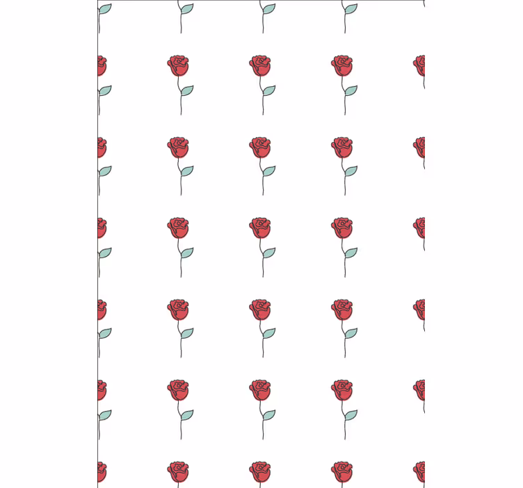 Blumentapete mit niedlichem roten rosen-linienmuster - TenStickers