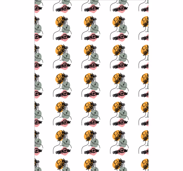 Blumentapete mit dem erstaunlichen blumenfrauengesicht - TenStickers
