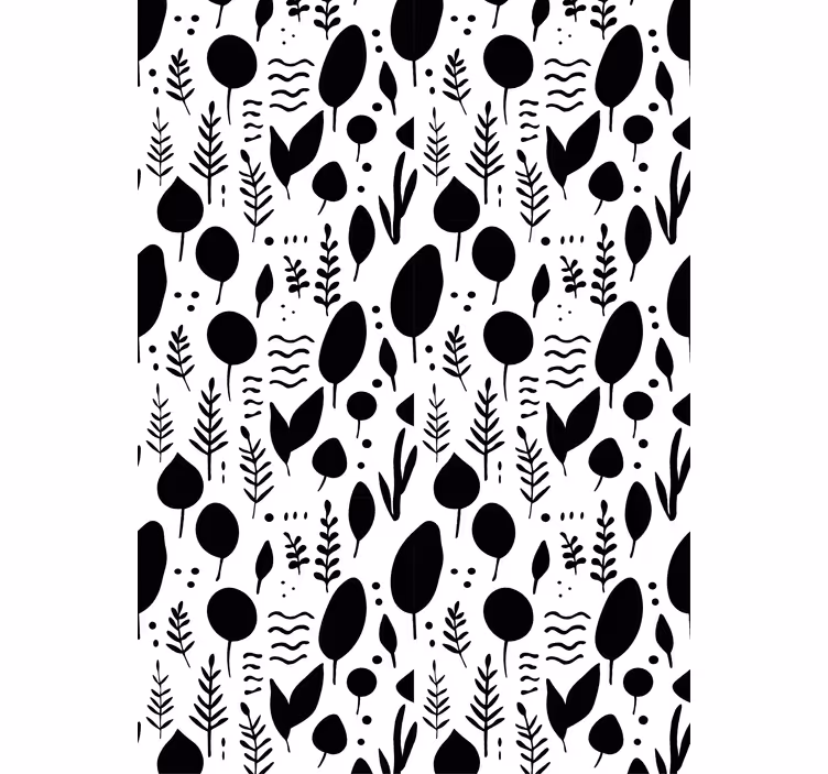 Tapete florale ornamente in schwarz-weiß naturbilder - TenStickers