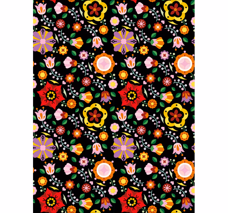 Tapete florale ornamente im polnischen folklore-stil - TenStickers