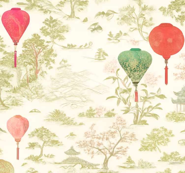 Tapeten schlafzimmer orientalische chinoiserie landschaft - TenStickers