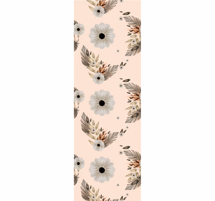 Tapeten schlafzimmer mit rosa und schwarzen pastellblumen - TenStickers