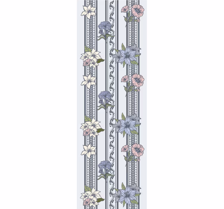 Tapeten schlafzimmer im floralen vintage-streifen-design - TenStickers