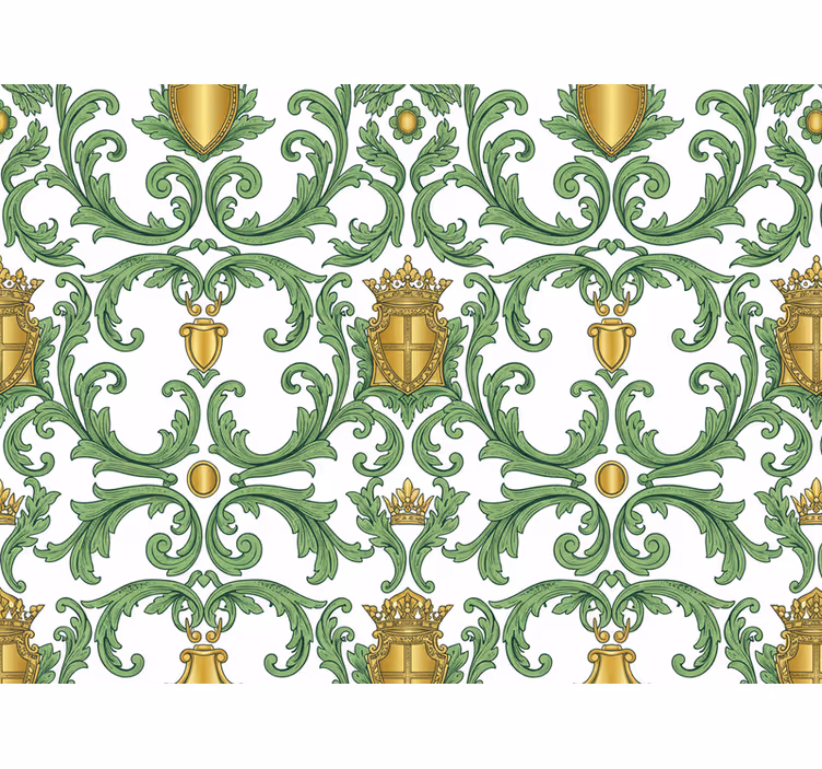 Barock tapete in ornamentalem grün und gold - TenStickers