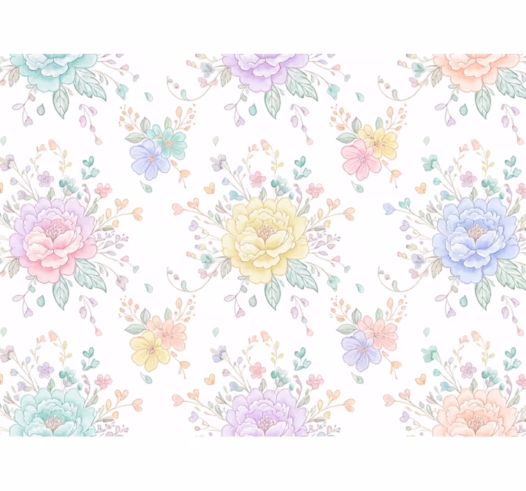 Tapete lila pastellblumen für das kinderzimmer - TenStickers