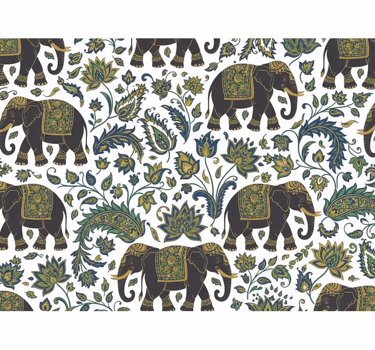 Tapete elefant realistisches elefantenmuster - TenStickers