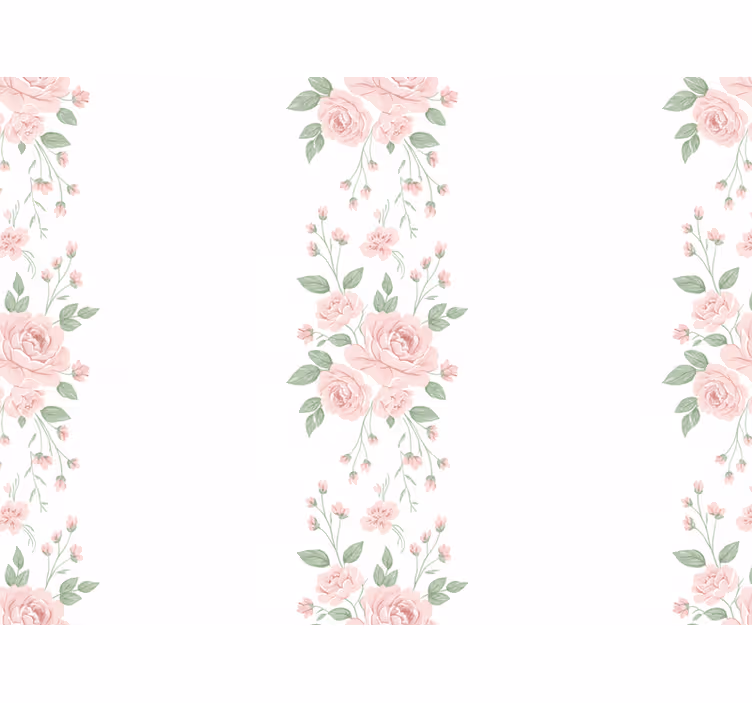 Blumentapete in zartem rosa blumenmuster - TenStickers