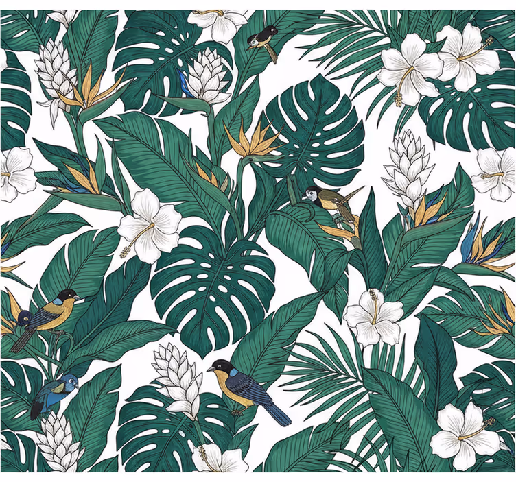 Blumentapete jungle petrolgrün design (b0cgv35ln7) - TenStickers