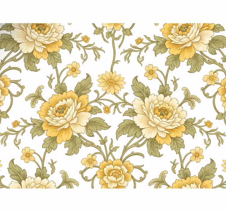Tapete klassisch vintage-design mit gelben blumen - TenStickers