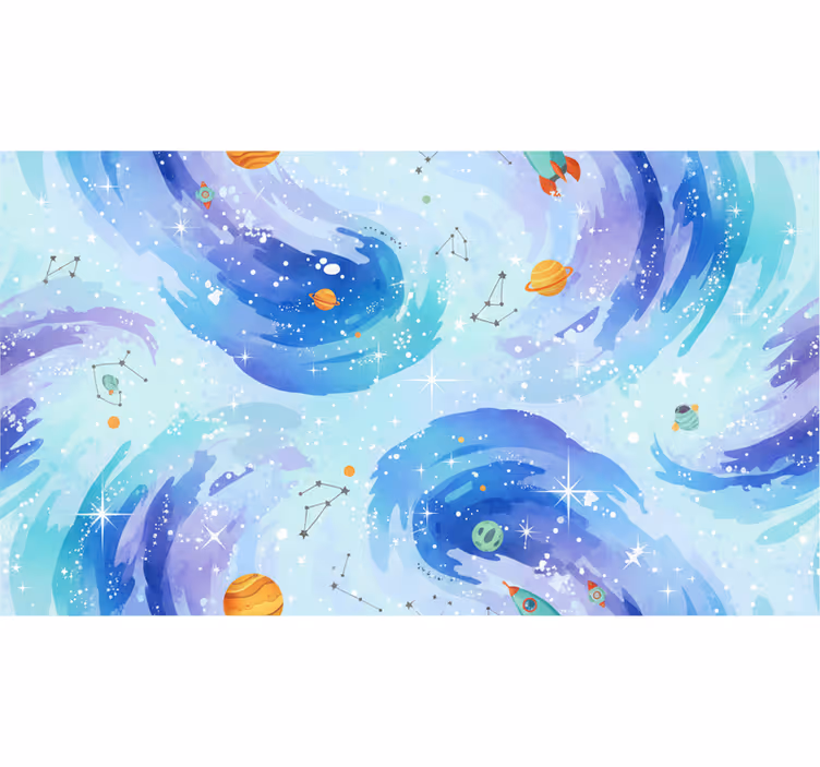 Tapete kinderzimmer im galaxy stil hellblau - TenStickers