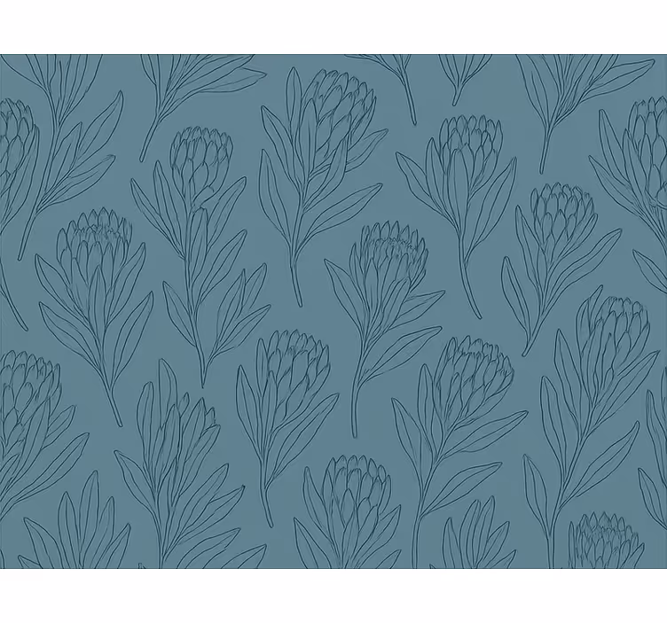 Blumentapete in sanften teal stilisierten blumen - TenStickers