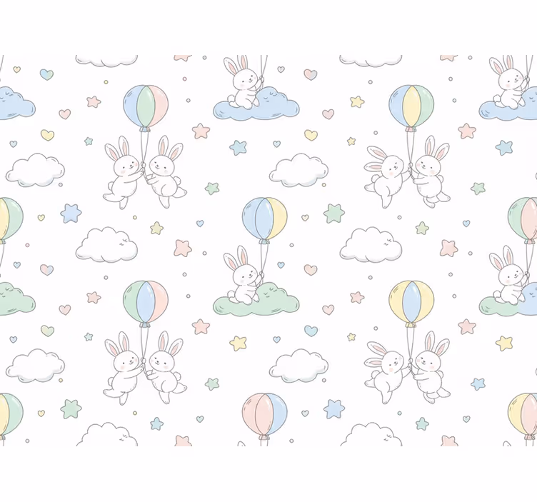 Tapete kinderzimmer mit hasen und ballons - TenStickers
