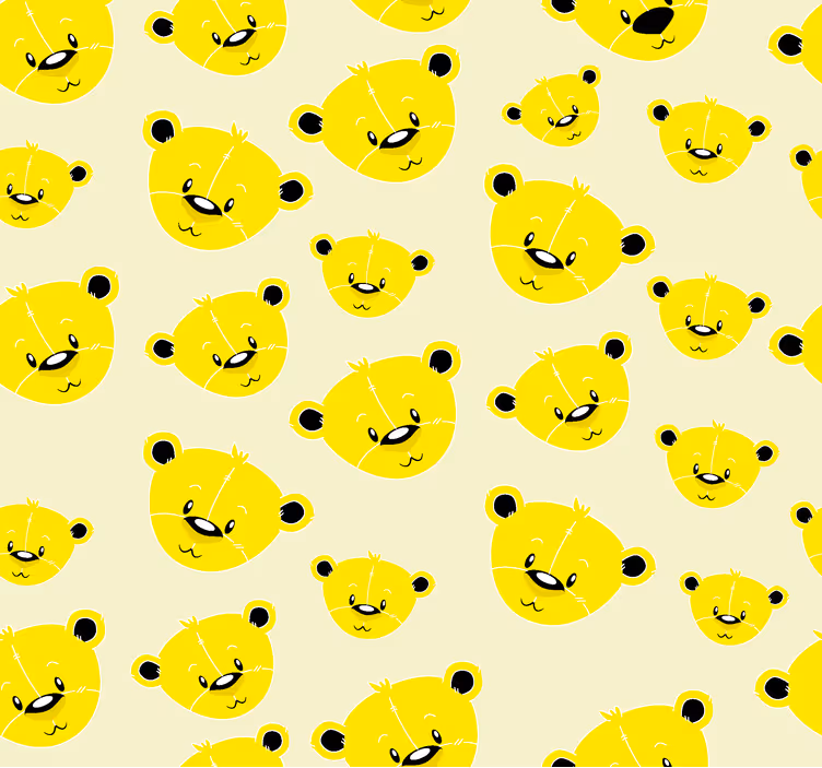 Tapete gelb mit bärenmuster - TenStickers