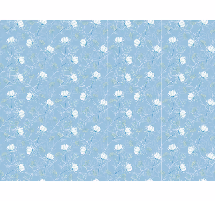 Tapete blau mit botanischem blättermotiv - TenStickers