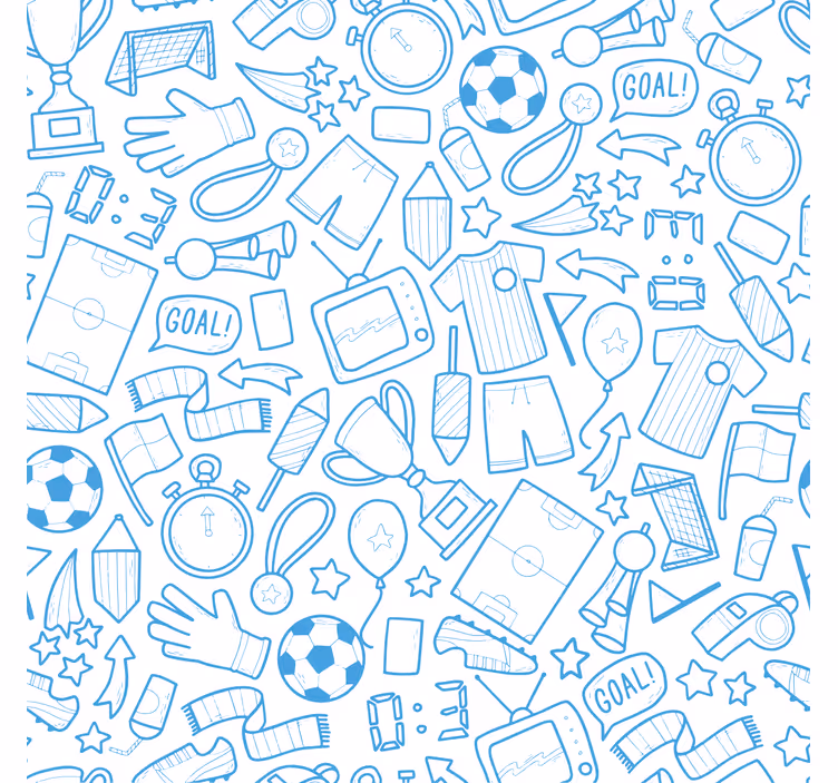 Tapete blau fußball doodle set illustration - TenStickers