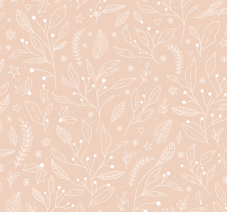 Beige tapete mit weihnachtspflanzen - TenStickers