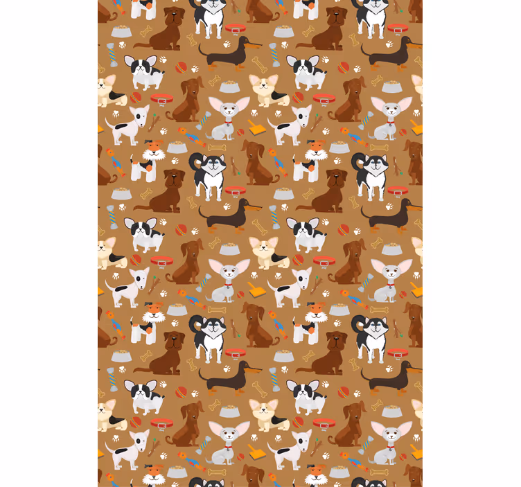 Tapete braun mit verschiedenen niedlichen hunden - TenStickers