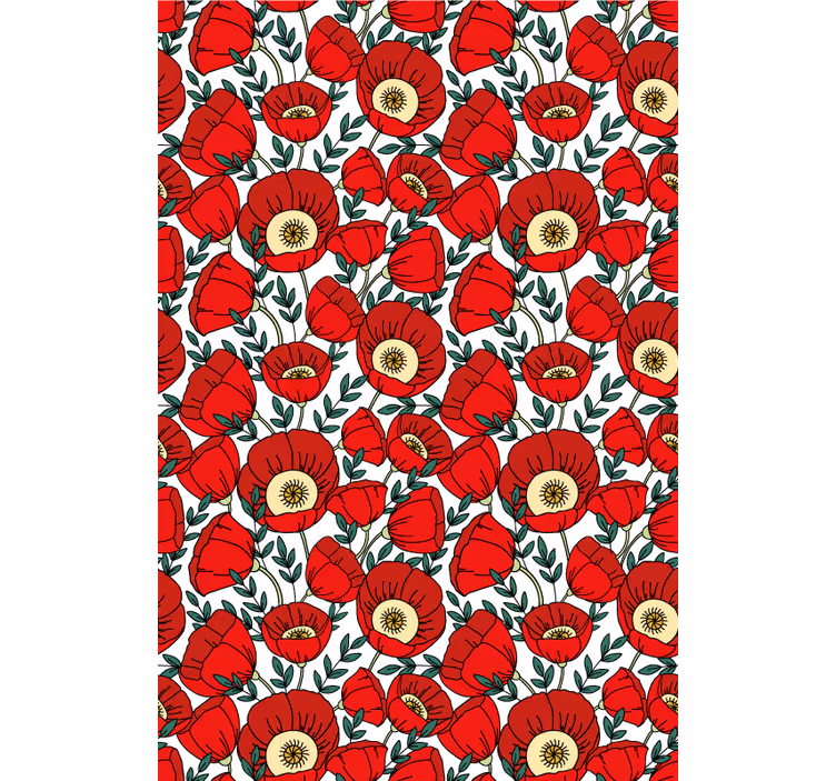 Tapete rot mit klassischen roten mohnblumen - TenStickers