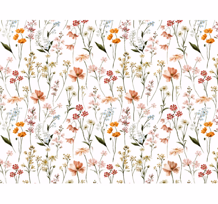Tapete blätter mit bunten blumen - TenStickers