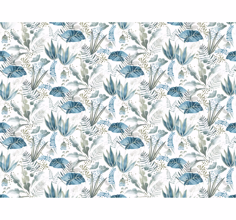 Tapete blätter blauer blumen garten - TenStickers
