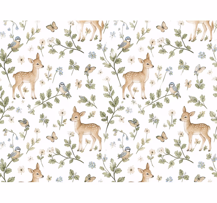 Tapete babyzimmer rehe und pflanzen - TenStickers
