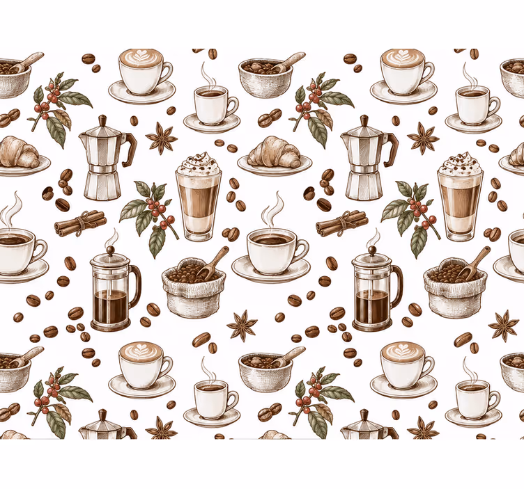 Tapete küche mit kaffeevariationen - TenStickers