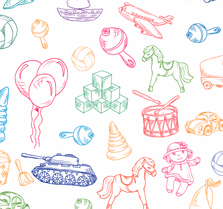 Tapete Kinderzimmer mehrfarbiges spielzeugmuster - TenStickers