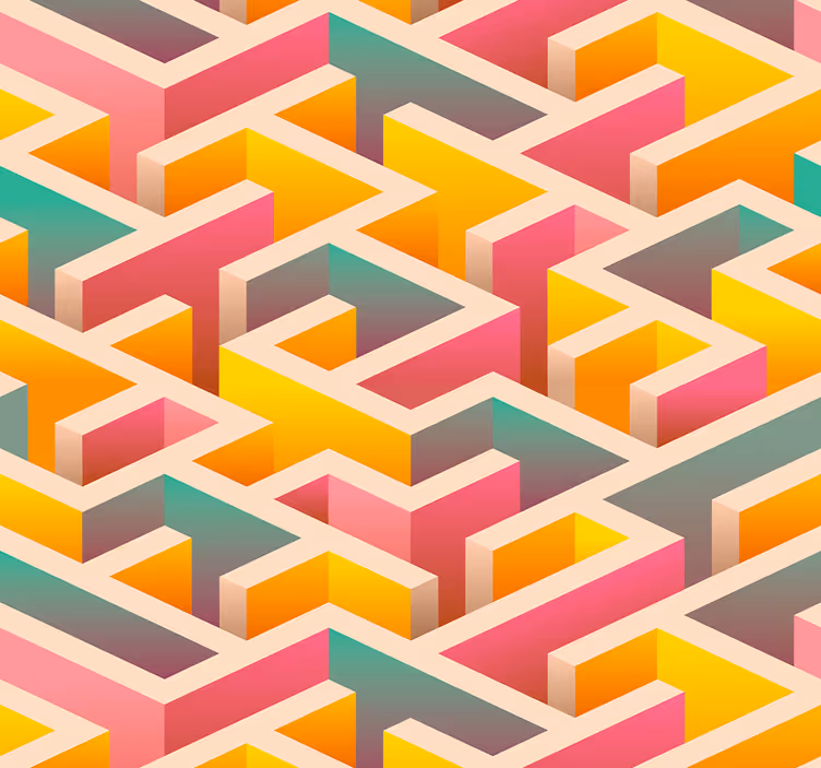 Geometrische tapete mit labyrinth - TenStickers