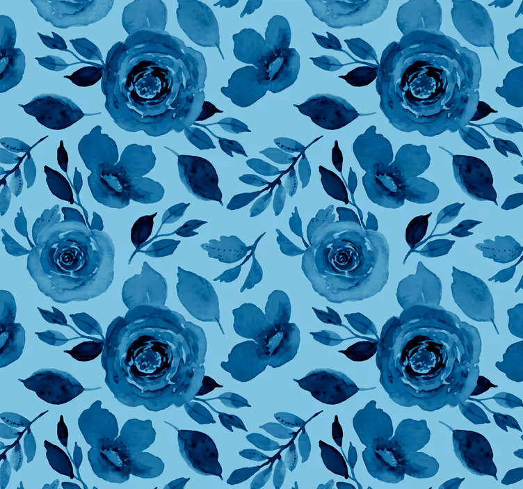 Blumentapete blaue blumen - TenStickers