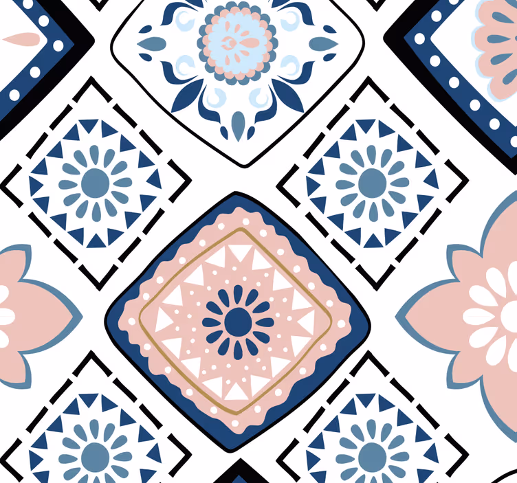 Tapete rosa und hellblaue blumen - TenStickers