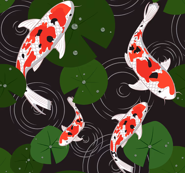 Tiertapete orientalische karpfen - TenStickers