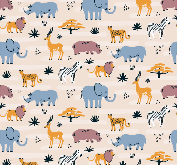 Wilde Tiere Kinder Tapete - TenStickers