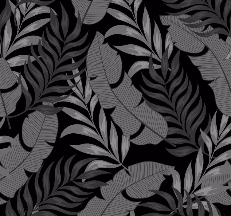 Tapete Blätter schwarzes elegantes muster - TenStickers
