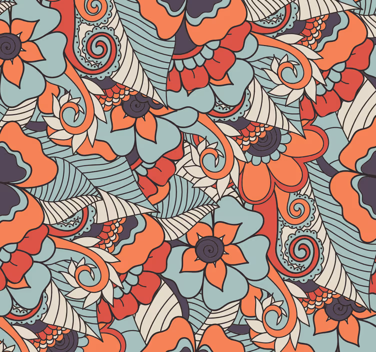 Wohnzimmer Tapete Blumen Paisley - TenStickers