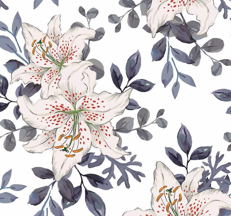 Rosa gepunktete Lilien Blumentapete - TenStickers