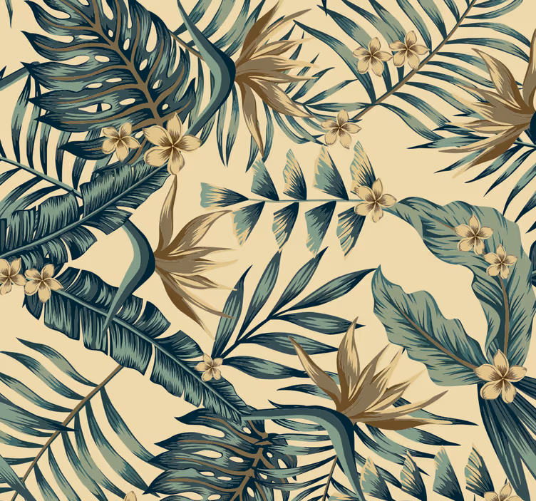 Tropische Blätter Blumentapete - TenStickers