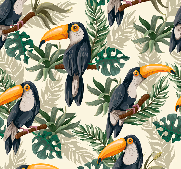 Dschungel Tukan Vogel Tapete - TenStickers
