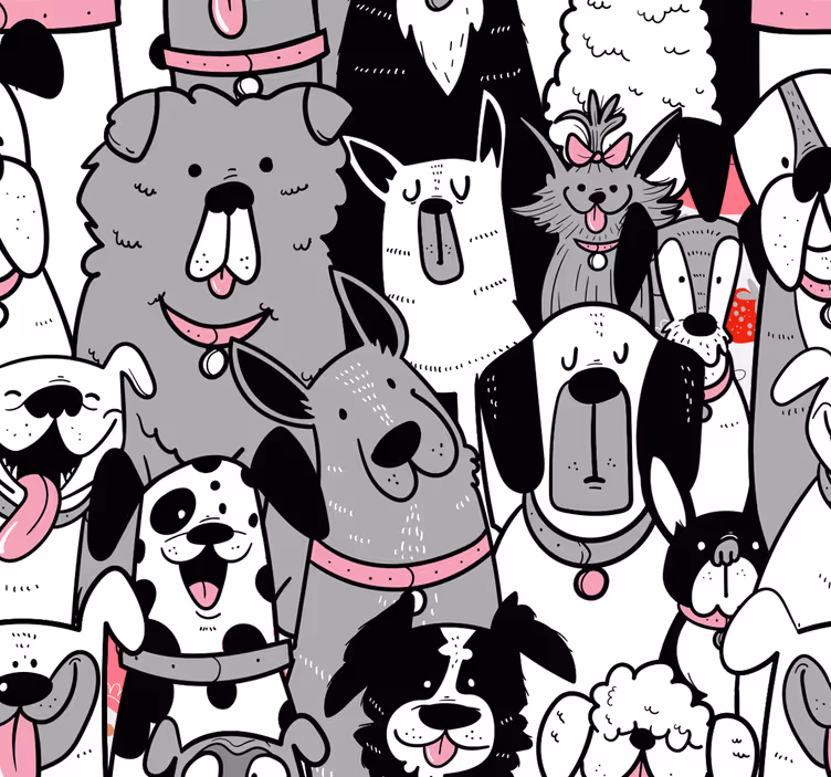 Gezeichnete Hunde Umrisse Kindertapete - TenStickers