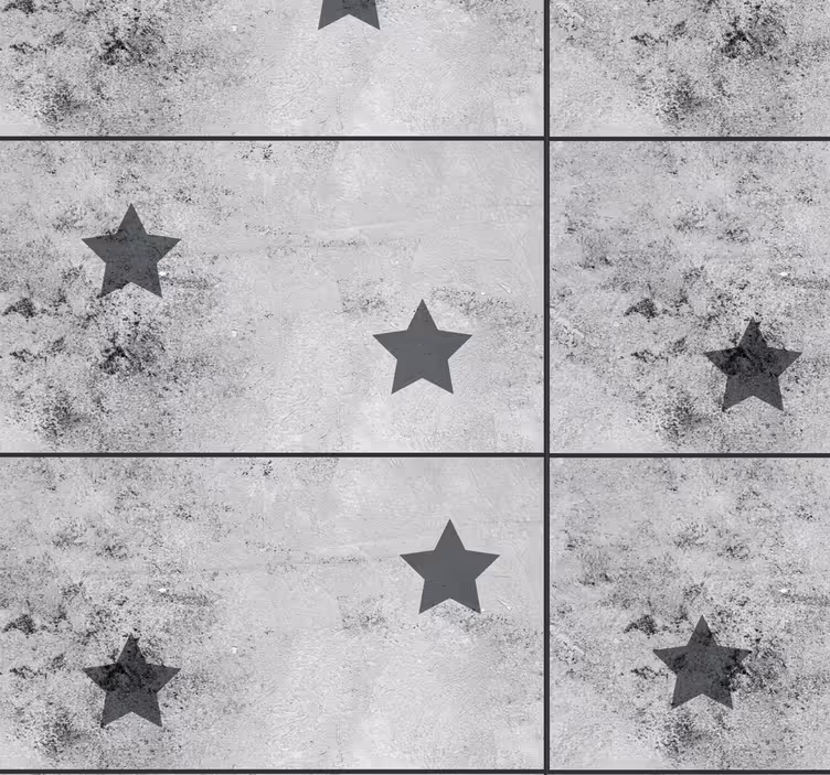 Tapete Betonoptik Beton Graue Sterne kariert - TenStickers