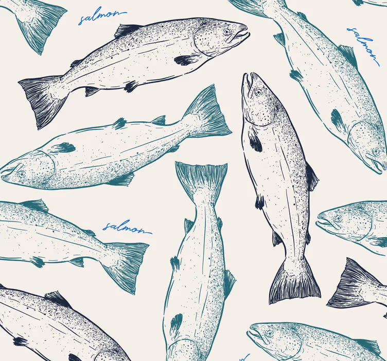 Tapete Fische Lachs Design - TenStickers