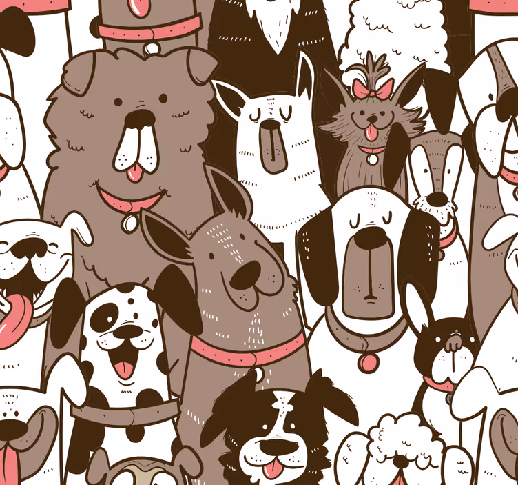 Tapeten Wohnzimmer Hundegesichter - TenStickers